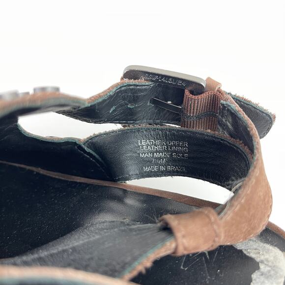 MADE Open Heel Brown Shoes Mules Studded Buckle Pointed Toe Leather Size 7.5 - Picture 8 of 9